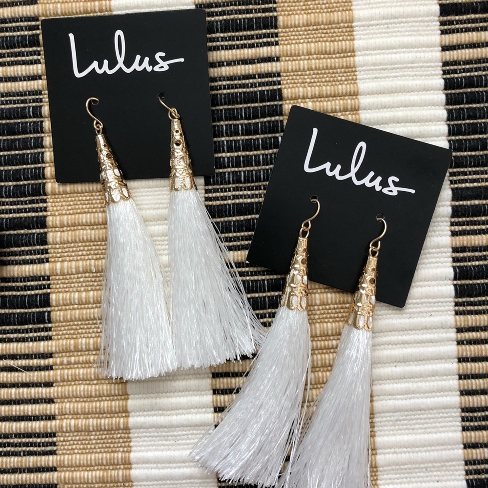Bellamy White Tassel Earrings Lulus